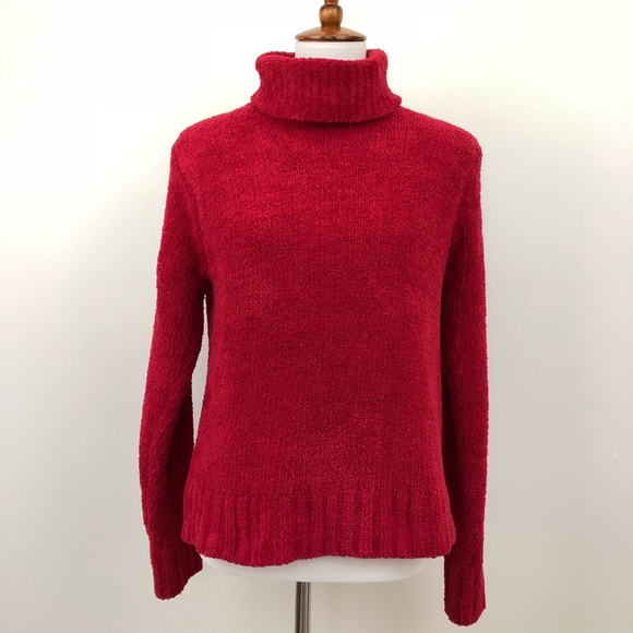 Red Chenille Turtleneck Sweater | Poshmark